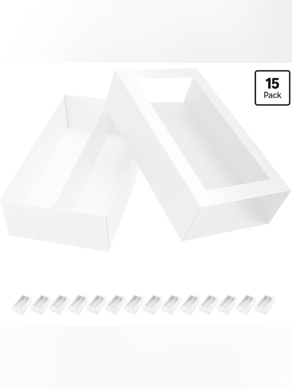 15 White Macaron Boxes with WindoWhite Decorative Display Box Set